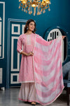 Women Pink Bandhani Printed Kurta with Sharara & Dupatta