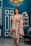 Women Pink Ethnic Motifs Printed Thread Work Kurta with Trousers & Dupatta