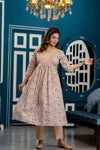 Women Pink Ethnic Motifs Printed Thread Work Kurta with Trousers & Dupatta