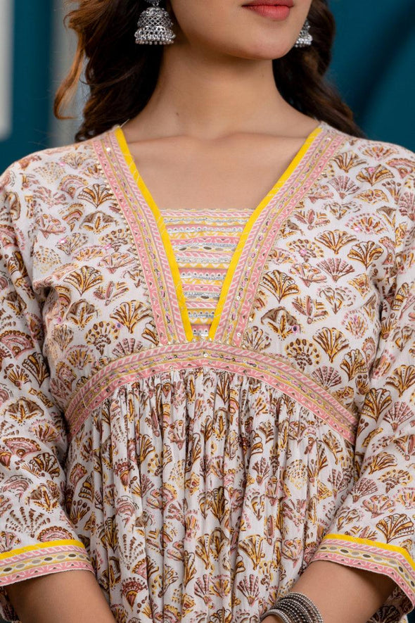 Women Pink Ethnic Motifs Printed Thread Work Kurta with Trousers & Dupatta