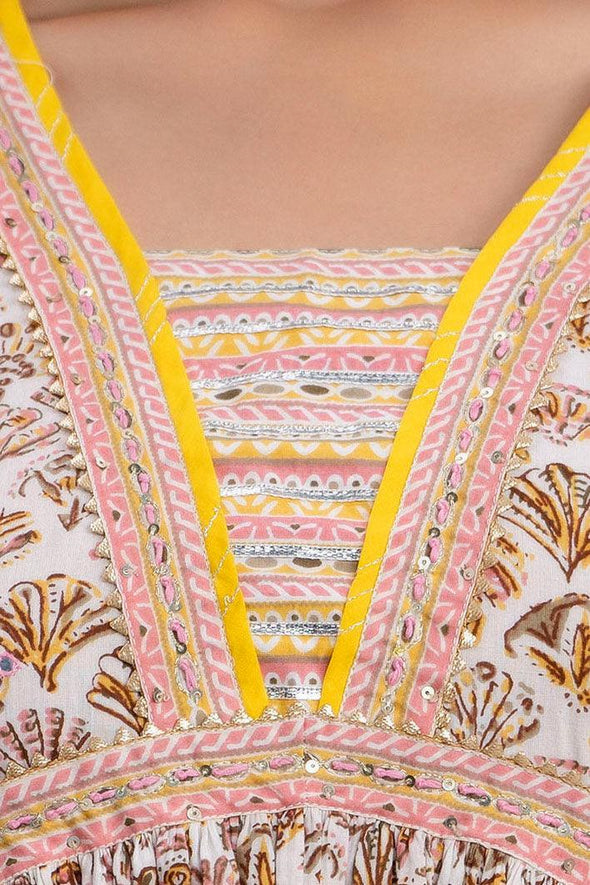 Women Pink Ethnic Motifs Printed Thread Work Kurta with Trousers & Dupatta