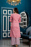 Women Pink Floral Printed Sequin Work Kurta with Palazzos & Dupatta