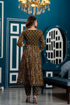 Women Dark Green Floral Embroidered Anarkali Kurta with Trousers & Dupatta