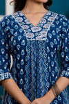 Women Indigo Blue Ethnic Motifs Printed Anarkali Kurta with Trousers & Dupatta
