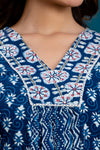 Women Indigo Blue Ethnic Motifs Printed Anarkali Kurta with Trousers & Dupatta