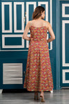 Multicolor Floral Print Maxi Dress with Sweetheart Neck