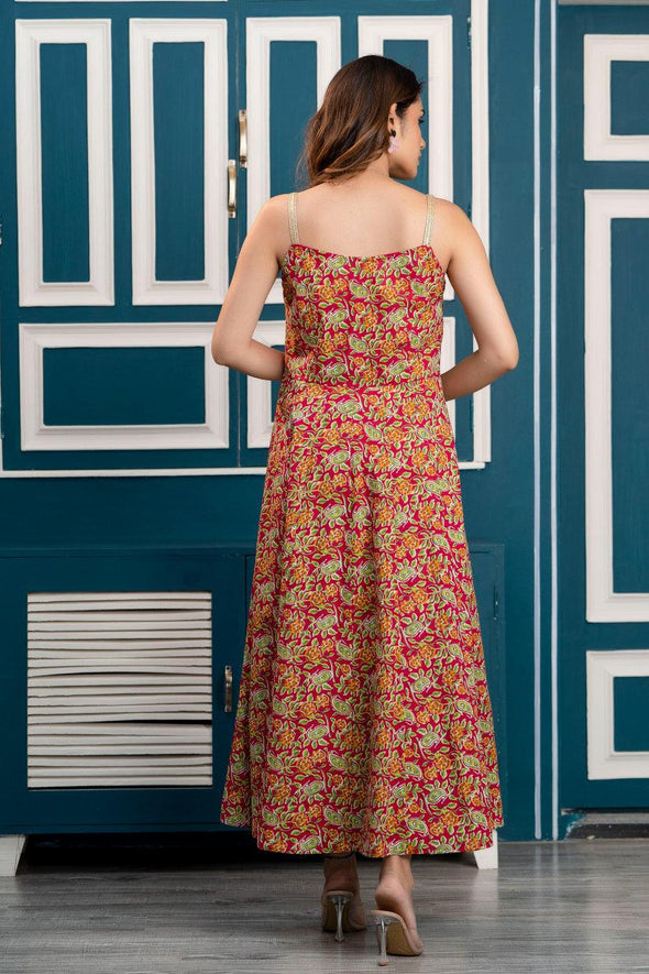 Multicolor Floral Print Maxi Dress with Sweetheart Neck