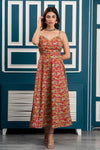 Multicolor Floral Print Maxi Dress with Sweetheart Neck