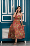 Multicolor Floral Print Maxi Dress with Sweetheart Neck