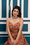 Multicolor Floral Print Maxi Dress with Sweetheart Neck