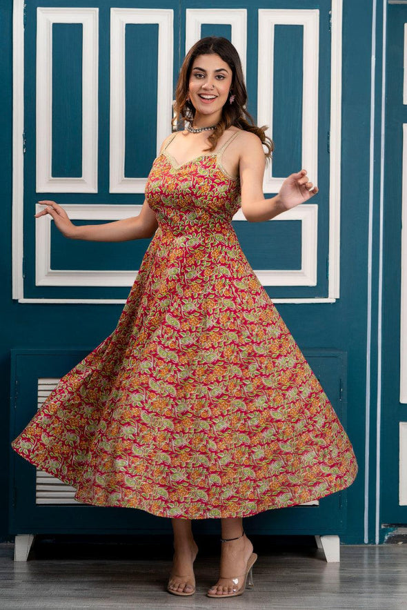 Multicolor Floral Print Maxi Dress with Sweetheart Neck