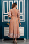 Multicolor Abstract Printed Maxi Dress with Keyhole Neck