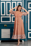 Multicolor Abstract Printed Maxi Dress with Keyhole Neck