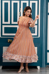 Multicolor Abstract Printed Maxi Dress with Keyhole Neck