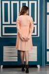 Peach Floral Embroidered Mini Fit and Flare Dress
