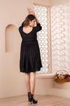 Black Floral Embroidered Mini Fit and Flare Dress