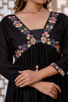 Black Floral Embroidered Mini Fit and Flare Dress