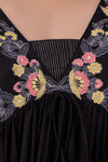Black Floral Embroidered Mini Fit and Flare Dress