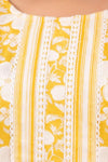 Yellow Floral Print with Yoke Design Straight Kurta with Trousers & Dupatta - Frionkandy