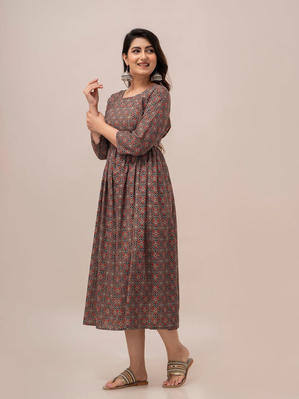 Women Floral Printed Maternity Cotton Maxi Dress - SHKUP1299 - Frionkandy