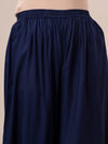Women Blue Sequinned Yoke Design Kurta with Pyjamas - Frionkandy