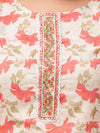 Off White Floral Print with Yoke Design A-Line Kurta with Trousers & Dupatta - Frionkandy