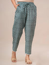 Grey Floral Print with Yoke Design A-Line Kurta with Trousers & Dupatta - Frionkandy