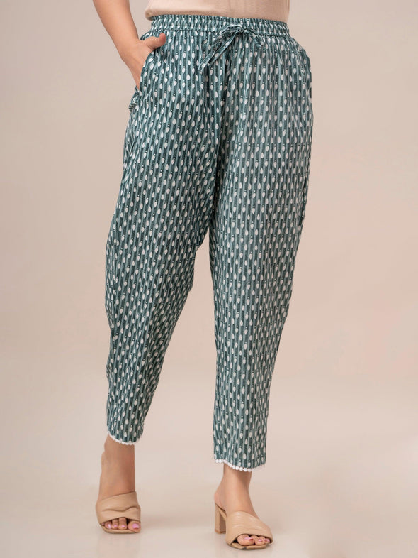 Grey Floral Print with Yoke Design A-Line Kurta with Trousers & Dupatta - Frionkandy