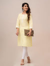 Women Light Yellow Bandhani Printed Straight Kurta - Frionkandy