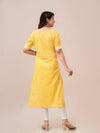 Women Yellow Bandhani Printed Straight Kurta - Frionkandy