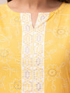 Women Yellow Bandhani Printed Straight Kurta - Frionkandy