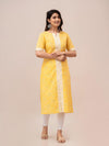 Women Yellow Bandhani Printed Straight Kurta - Frionkandy