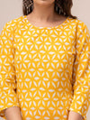 Women Yellow Abstract Printed Straight Kurta - Frionkandy