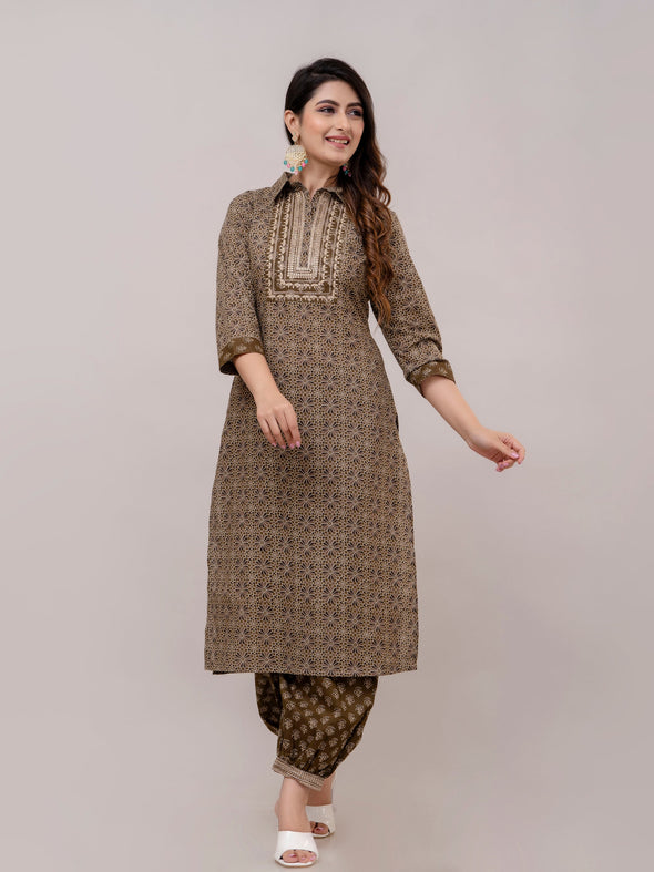 Women Pullman Green Sequinned Yoke Design Kurta with Pyjamas & Dupatta