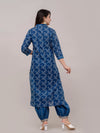 Women Navy Sequinned Yoke Design Kurta with Pyjamas & Dupatta