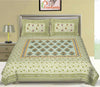 Olive Green Jaipuri Majestic Print 240 TC Cotton Double Bed Sheet With 2 Pillow Covers (SHKV1008) - Frionkandy