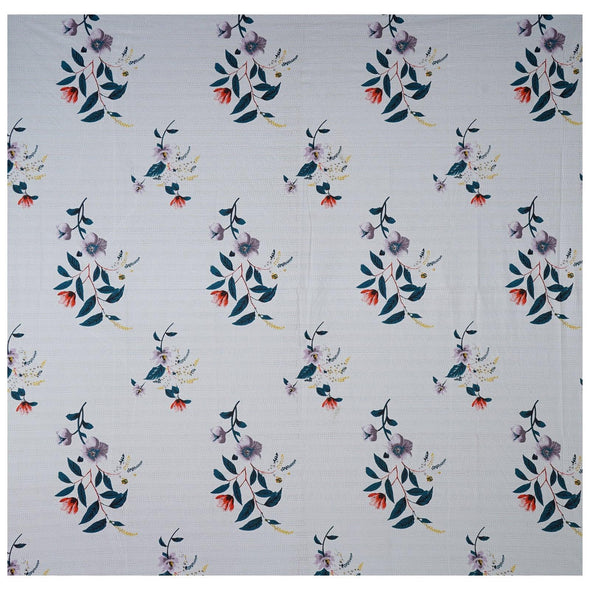 Blue Majestic Floral Print 240 TC Cotton Double Bed Sheet With 2 Pillow Covers (SHKV1016)
