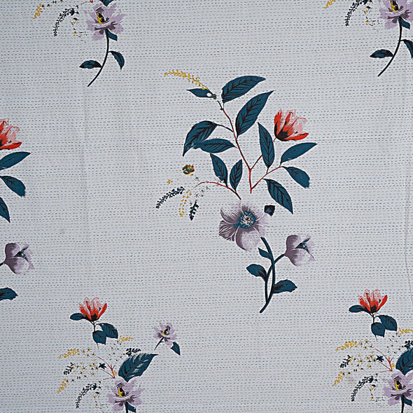 Blue Majestic Floral Print 240 TC Cotton Double Bed Sheet With 2 Pillow Covers (SHKV1016)
