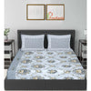 Grey Majestic Floral Print 240 TC Cotton Double Bed Sheet With 2 Pillow Covers (SHKV1020) - Frionkandy