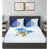 Blue Majestic Floral Print 240 TC Cotton Double Bed Sheet With 2 Pillow Covers (SHKV1024) - Frionkandy