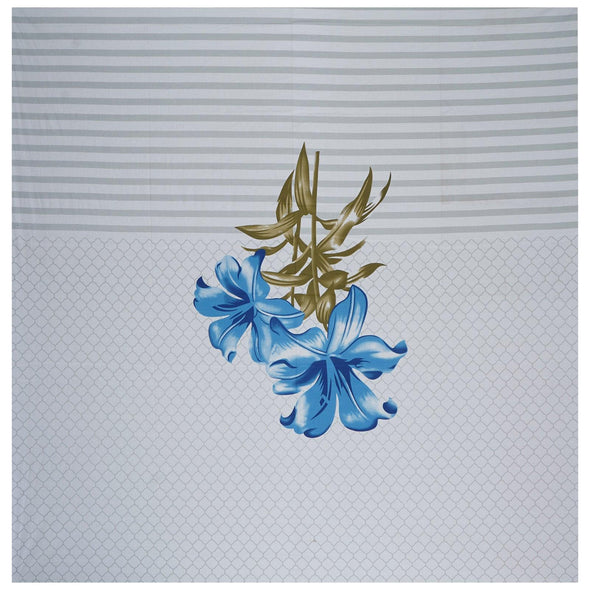 Blue Majestic Floral Print 240 TC Cotton Double Bed Sheet With 2 Pillow Covers (SHKV1024) - Frionkandy