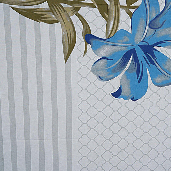 Blue Majestic Floral Print 240 TC Cotton Double Bed Sheet With 2 Pillow Covers (SHKV1024) - Frionkandy