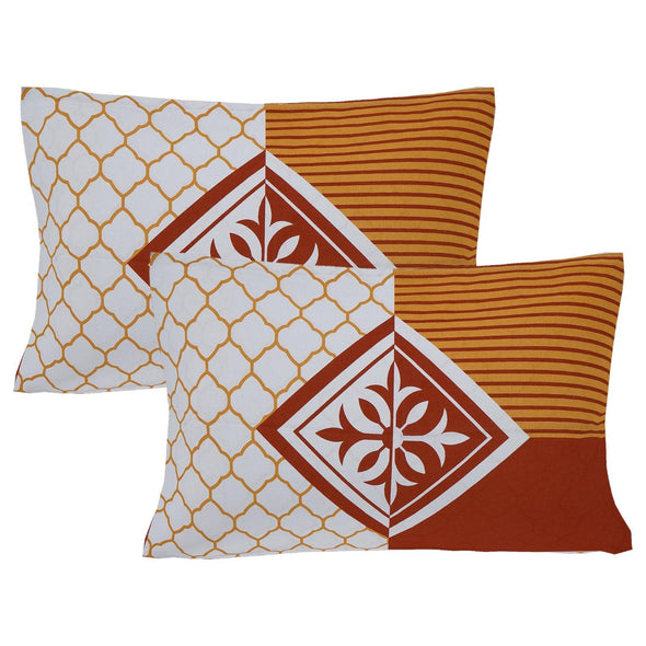 Brown Majestic Floral Print 240 TC Cotton Double Bed Sheet With 2 Pillow Covers (SHKV1026)
