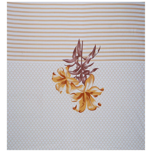 Brown Majestic Floral Print 240 TC Cotton Double Bed Sheet With 2 Pillow Covers (SHKV1026)