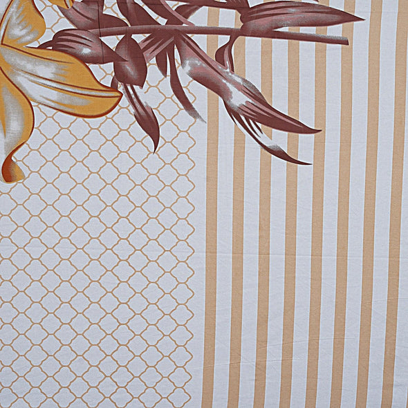 Brown Majestic Floral Print 240 TC Cotton Double Bed Sheet With 2 Pillow Covers (SHKV1026)