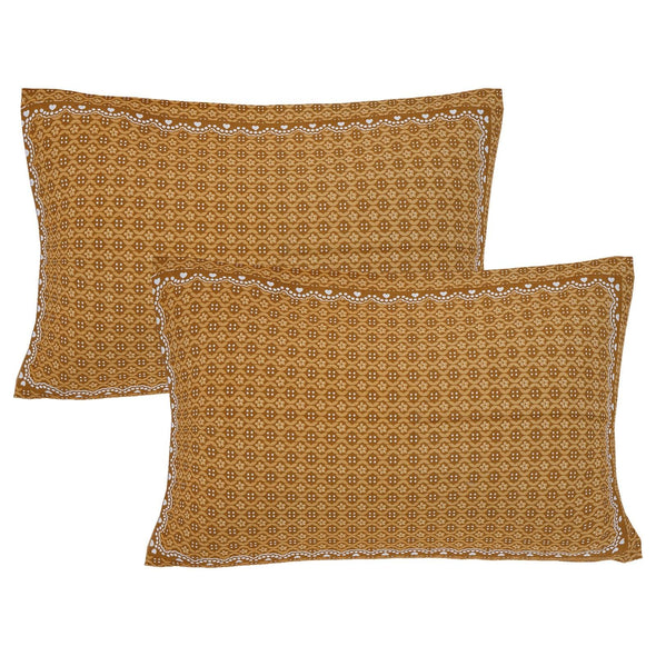 Brown Majestic Floral Print 240 TC Cotton Double Bed Sheet With 2 Pillow Covers (SHKV1027)