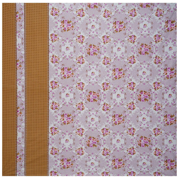 Brown Majestic Floral Print 240 TC Cotton Double Bed Sheet With 2 Pillow Covers (SHKV1027)
