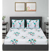 Sea Green Majestic Floral Print 240 TC Cotton Double Bed Sheet With 2 Pillow Covers (SHKV1028) - Frionkandy