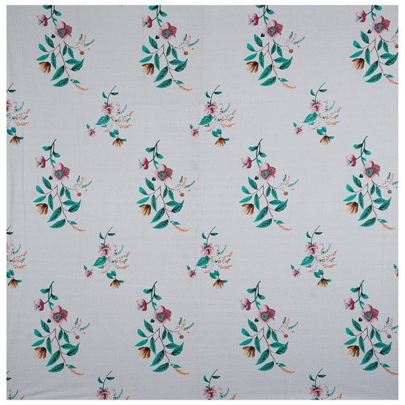 Sea Green Majestic Floral Print 240 TC Cotton Double Bed Sheet With 2 Pillow Covers (SHKV1028) - Frionkandy