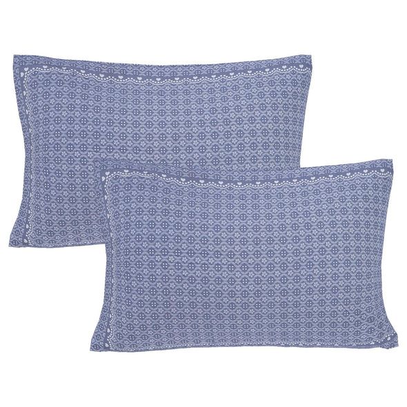 Light Blue Majestic Floral Print 240 TC Cotton Double Bed Sheet With 2 Pillow Covers (SHKV1029)